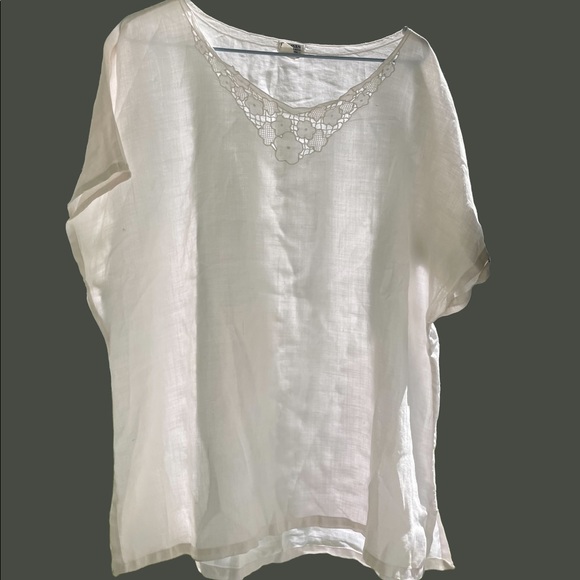 Handmade Gorgeous 100% white LINEN vintage sleeveless top - Picture 2 of 13